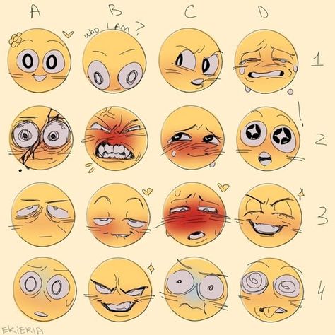 Drawing Tutorial Step By Step, Expression Challenge, Facial Expressions Drawing, Expression Sheet, Drawing Face Expressions, Emoji Drawing, Face Drawing Reference, Emoji Art, Drawing Expressions