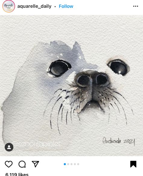 Seal Watercolor, Arctic Seal, Aquarelle Drawing, Animal Paintings Acrylic, Animal Art Projects, Learn Watercolor Painting, Diy Watercolor Painting, Watercolor Paintings Easy, Watercolor Landscape Paintings