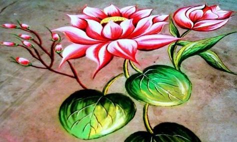 3d Rangoli Designs, Lotus Rangoli Designs, Rangoli Competition, Latest Rangoli Designs, Rangoli Designs For Diwali, 3d Rangoli, Colour Rangoli, Rangoli Designs For Competition, Poster Rangoli