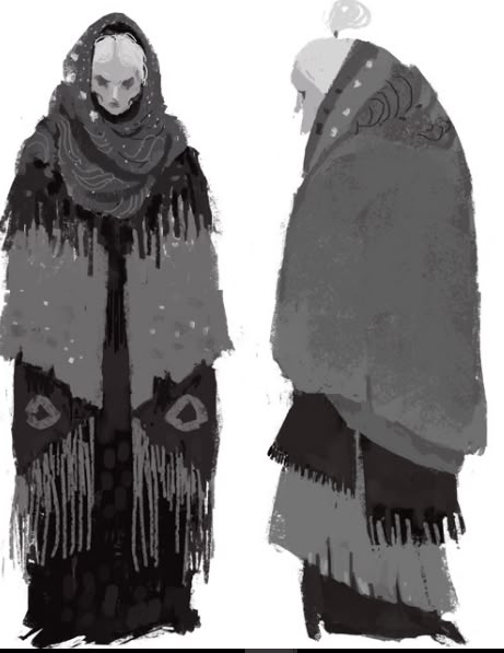 Ragged Clothes Character Design, Cold Character Design, Poncho Character Design, Cloak Character Design, Cloaked Character Design, Cloak Illustration, Cool Fantasy Outfits, 영감을 주는 캐릭터, Character Design References