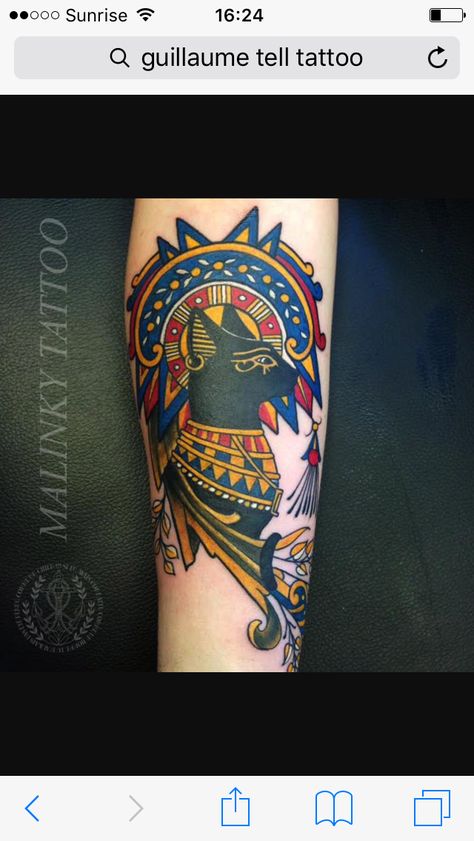 Egyptian cat tattoo from Inked magazine Egyptian Cat Tattoo, Tattoos Neo Traditional, Carousel Tattoo, Egyptian Cat Tattoos, Mystic Eye, Egyptian Cat, Cat Tattoos, Tattoo Desings, Inked Magazine