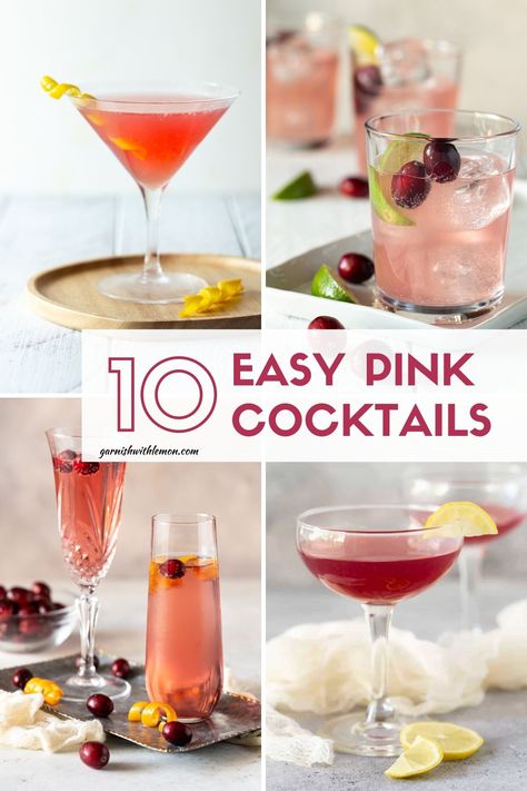 Looking for an easy way to make happy hour different? Break out of your cocktail rut and serve some pretty Pink Cocktails. The hardest part about it will be deciding which one to try first. Best Vodka Drinks, Vodka Drinks Easy, Cocktails To Make At Home, Valentines Party Food, Vodka Recipes Drinks, Valentines Recipes Desserts, Prosecco Cocktails, Best Party Food, Seasonal Drinks