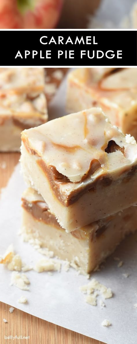 Caramel Apple Pie Fudge - caramel apples meet apple pie in this fantastic Fall dessert mash-up! Christmas Fudge Recipes, Fudge Caramel, Peppermint Fudge, Christmas Fudge, Fudge Candy, Oh Fudge, Fudge Recipes Easy, Caramel Apple Pie, Homemade Fudge