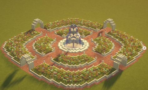 Minecraft garden design Garden Design Minecraft, Minecraft Garden Design, Throne Design, Legendary Armor, Minecraft Garden Ideas, Minecraft Greenhouse, Fairycore Garden, Minecraft Fountain, Minecraft Garden