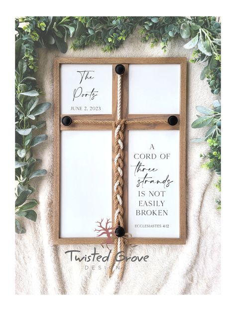 Religious Wedding Ideas, Unity Ceremony Braid, Unity Ceremony Ideas, Cross Sign, Frames Ideas, Unity Sand Ceremony, Cord Of Three Strands, Renewal Ceremony, Unity Sand