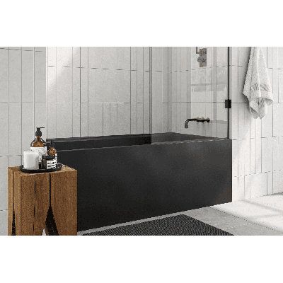 The Lab collection is defined by its dynamic, sensual design; subtle curves and finely beveled details create an elegant soaking tub that caters to the needs of the modern bathroom. Crafted from luxurious, ecologically friendly Weimar BiO™ material, the Lab tub is the newest addition to the Lab collection of bathtubs. An end drain model in a compact form factor makes it an ideal model for the shower tub combination. The Lab maintains the integral deck along its length providing room for deck-mou Black Bathtub, Bathtub Shower Combo, Black Tub, Drop In Tub, Shower Tub Combination, Bathroom Tub Shower, Japanese Soaking Tubs, Black Bath, Room Upgrade