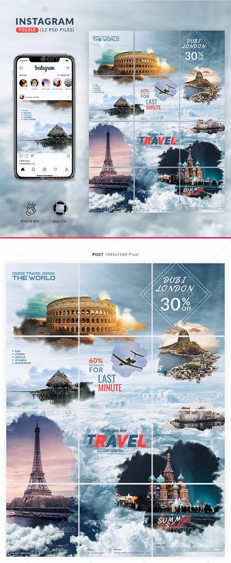 Travel Instagram Post Design, Travel Instagram Template, Instagram 3 Post Layout, Travel Posts Instagram, Travel Post Ideas Instagram, Travel Agency Instagram Feed, Travel Ads Design, Travel Post Design, Creative Instagram Posts