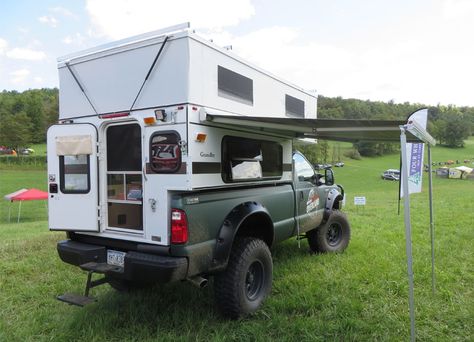 GRANDBY POP-UP (8.0' LONG BED) - Four Wheel Campers | Low Profile, Light Weight, Pop-up Truck Campers Truck Topper Camper, Short Bed Truck Camper, Truck Campers For Sale, Camper Flooring, Truck Camper Shells, Pop Up Truck Campers, Truck Bed Tent, Camper Diy, Profile Light