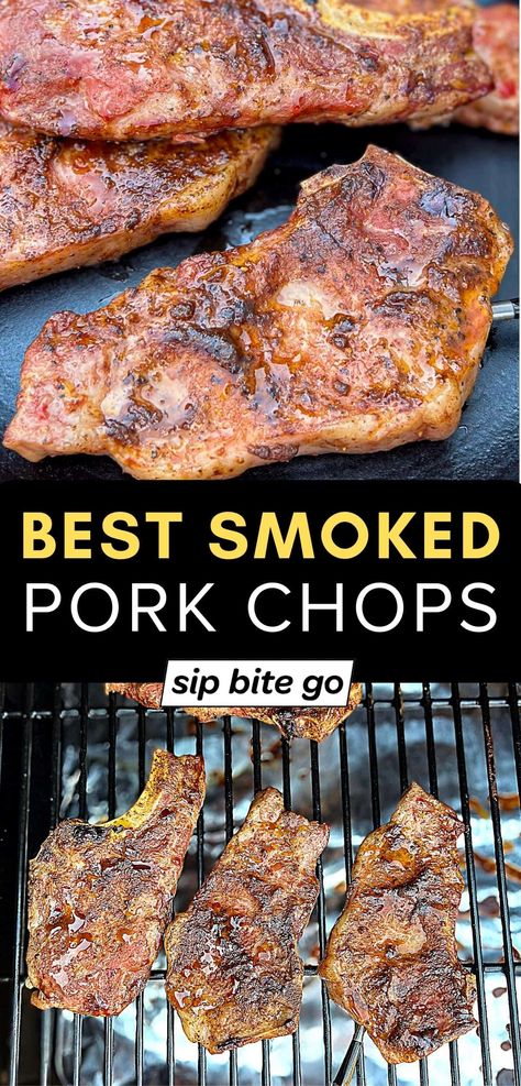 Stovetop Smoker Recipes, Ninja Wood Fire Grill Recipes, Ninja Smoker Recipes, Traeger Pork Chops, Bone In Pork Chop Recipe, Pork Sirloin Chops, Smoked Pork Recipes, Easy Smoker Recipes, Pellet Smoker Recipes