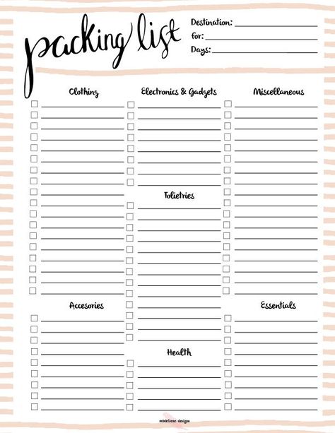 Free Printable Packing List, Weekend Packing List, Packing List Template, Holiday Packing Lists, Printable Packing List, College Packing Lists, Weekend Packing, Travel Packing Checklist, Vacation Packing List