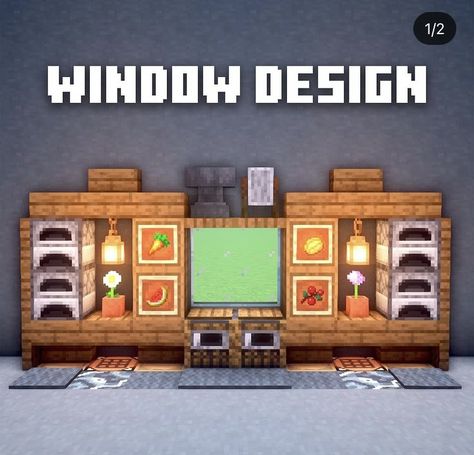 Minecraft Window, Bedroom Ideas Minecraft, Minecraft Wall, Minecraft City Buildings, Minecraft Interior, Minecraft Blocks, Minecraft Farm, Minecraft Cottage, Minecraft Furniture