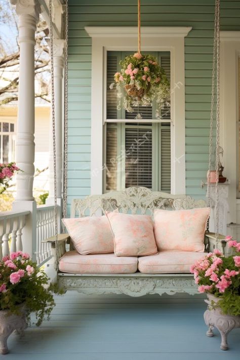 50+ Gorgeous Victorian House Exteriors - Days Inspired Victorian Front Porch, Pink Victorian House, Dinner Drawing, Mint Green Room, Green Room Design, Crochet Chocolate, Vintage Breakfast, Victorian Homes Exterior, Shabby Chic Porch