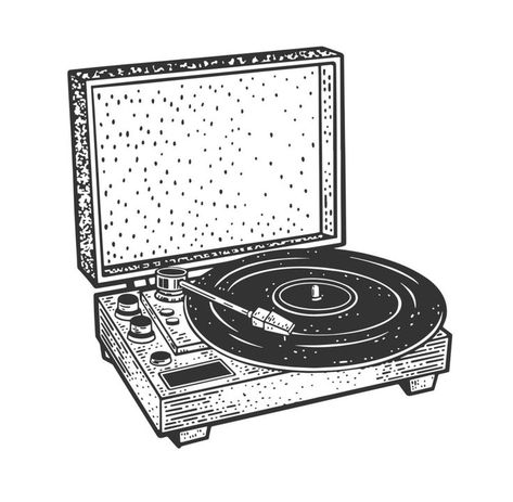 Turntable Tattoo, Cute Record Player, Record Player Drawing, Record Player Tattoo, Pop Culture Tattoos, Culture Tattoos, Turntable Record Player, All The Young Dudes, Record Player