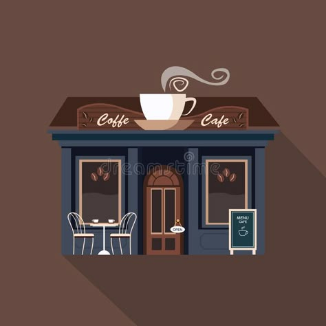 Vector Illustration Tutorial, Shop Vector, Architecture Set, Shop Facade, Coffee Illustration, Illustration Art Girl, Shop Front Design, Urban Landscape, Coffee House