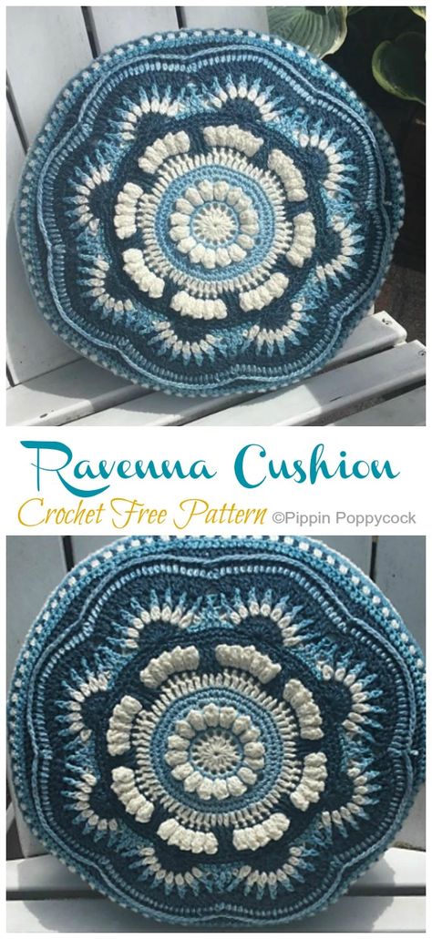 Mandala Cushion Crochet Free Patterns - Crochet & Knitting Crochet Cushion Covers, Motif Mandala Crochet, Patterns Mandala, Cushion Crochet, Mandala Case, Crochet Pillow Patterns Free, Crochet Cushion Pattern, Crochet Feather, Beau Crochet