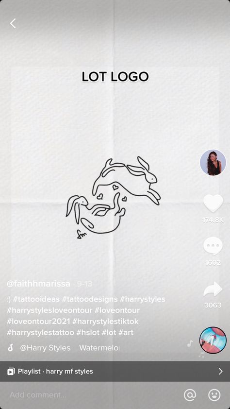 Harry Styles Bunny Logo, Harry Styles Bunnies Tattoo, Harry Styles Rabbit Tattoo, Love On Tour Bunny Tattoo, Harry Styles Bunny Tattoo, Harry Styles Lineart, Harry Styles Themed Tattoos, Love On Tour Rabbit, Love On Tour Tattoos