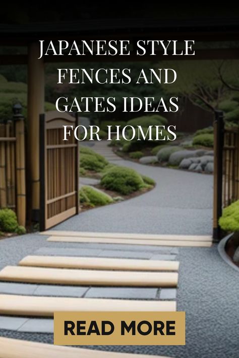 Asian Fence Japanese Style, Front Yard Japanese Garden, Japanese Garden Fence, Japanese Garden Gate, Japanese Gates, Zen Backyard Ideas, Zen Backyard, Japanese Garden Backyard, Gates Ideas