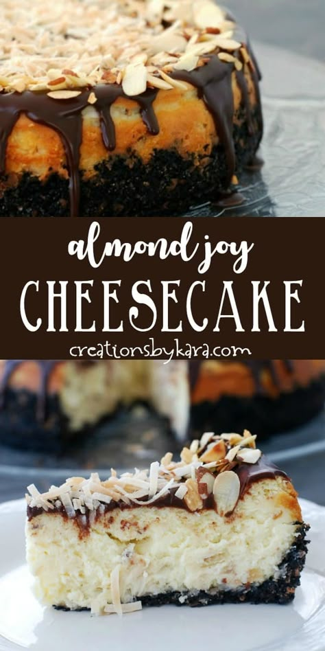 Almond Joy Cheesecake Recipe, Almond Joy Cheesecake, Low Carb Bars, Coconut Cheesecake, Torte Cupcake, Desserts Cake, Cheesecake Cake, Almond Joy, Oreo Dessert