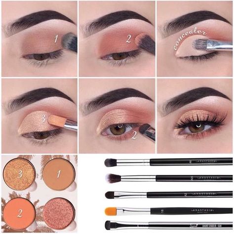 Teknik Makeup, Eyeshadow Tutorial For Beginners, Beginner Eyeshadow, How To Use Makeup, Natural Eye Makeup Tutorial, Membentuk Alis, Mekap Mata, Makeup Pictorial, Makeup Tip