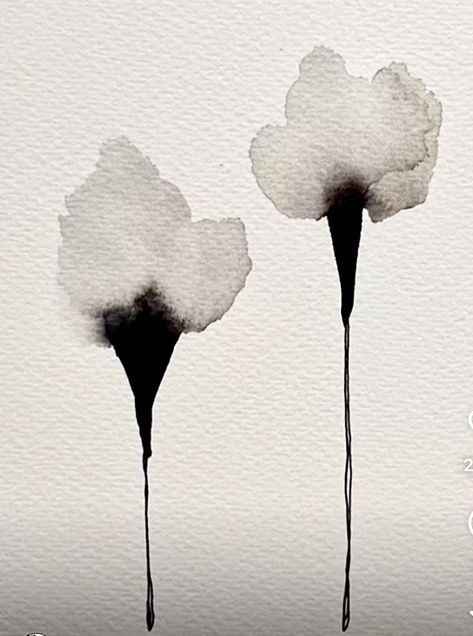 Indian Ink Art Ideas, Sumi Ink Art, Black Watercolor Painting, India Ink Art Ideas, Japanese Ink Art, Ink Aesthetic, Sumi Ink Painting, Watercolor Black And White, Dark Watercolor