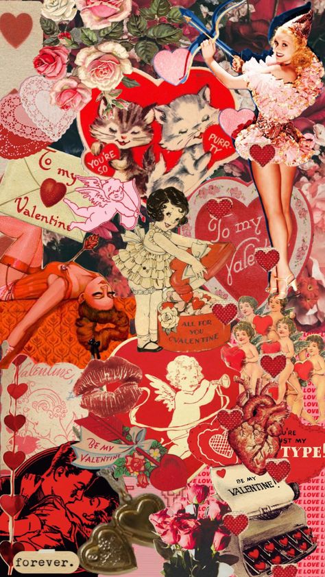 Vintage Hearts Wallpaper, Vintage Valentines Day Wallpaper, Vintage Valentines Background, Valentines Wallpaper Vintage, Vintage Valentine Wallpaper, Vintage Valentines Wallpaper, Valentines Day Aesthetic Vintage, Valentine’s Day Wallpaper, Vintage Collage Wallpaper