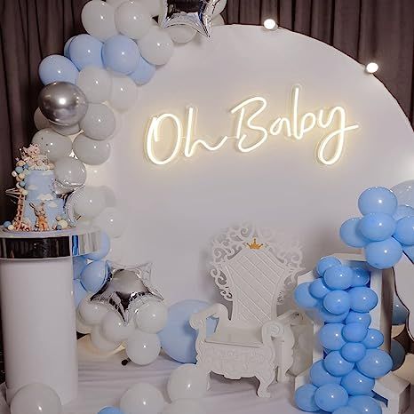 Oh Baby Neon Sign, Baby Birthday Backdrop, Party Bedroom, Backlit Signs, Light Up Signs, Amazon Home Decor, Baby Shower Backdrop, Dimmable Led Lights, Neon Light Signs