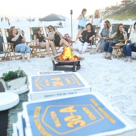 30A Blaze on Instagram: “It's a bonfire and pizza kind of night! Bruno's Pizza - 30A delivers to the public beach accesses to make your night super easy and…” Beach Engagement Party, 22nd Bday, Beach Bonfire, Beach Bachelorette, Pizza Night, Cannon Beach, Welcome To The Party, Beach Engagement, Rehearsal Dinner