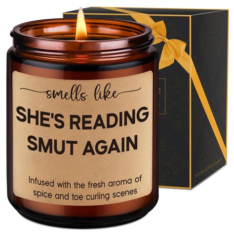 PRICES MAY VARY. Gifts for book lovers; Our scented candle is a delightful and humorous choice for romance readers and enthusiasts; With its humorous message “Smells like she’s reading s again; Infused with the fresh aroma of spice and toe curling scenes,” it conveys the spirit of indulging in romantic literature, making it an ideal present for those who enjoy a bit of spice in their reading experience Suitable for various occasions; Our candle is a versatile and thoughtful present for various o Book Lovers Gift Basket, Romantic Literature, Gifts For Older Women, Book Reader Gifts, Gifts For Book Lovers, Book Bar, Book Baskets, Reading Humor, Bookclub Gifts