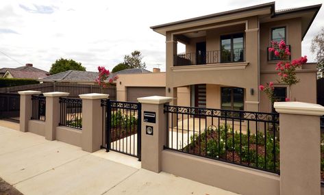 House Fence Design, Mexico House, Front Gate, Modern House Exterior Design, House Gate Design, Melbourne House, Front Gates, House Exterior Design, Modern House Exterior Colors