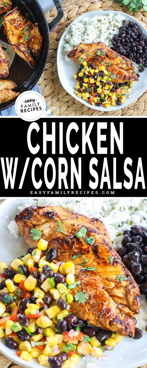 One Pan Meal Prep, Red Salsa Recipe, Chicken With Corn, Sweet Corn Salsa, Asian Steak Bites, Pan Seared Chicken Breast, One Pan Meal, Pan Cooking, Seared Chicken Breast