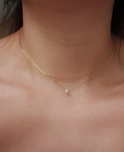 Ultra fine double layered mini pearl necklace by Nahnym on Etsy Wedding Jewellery Necklace, Cartilage Earrings, Pearl Size, Gold Filled Jewelry, 14kt Gold, Wedding Necklace, Necklace Gold, Layered Necklaces, The Netherlands