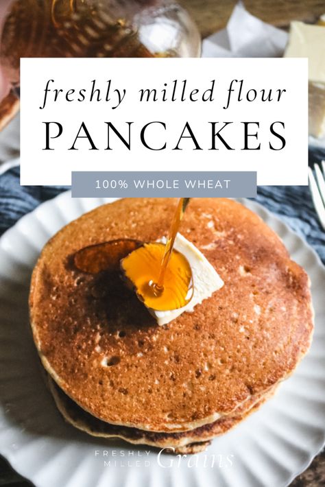 Fluffy Fresh Milled Flour Pancakes with Buttermilk Fresh Milled Pancakes, Fresh Milled Flour Pancakes, Fresh Milled Flour Muffins, Home Milled Flour Recipes, Fresh Milled Flour Cookies, Freshly Milled Flour Recipes, Fresh Milled Flour Recipes, Pancakes With Buttermilk, Milling Flour