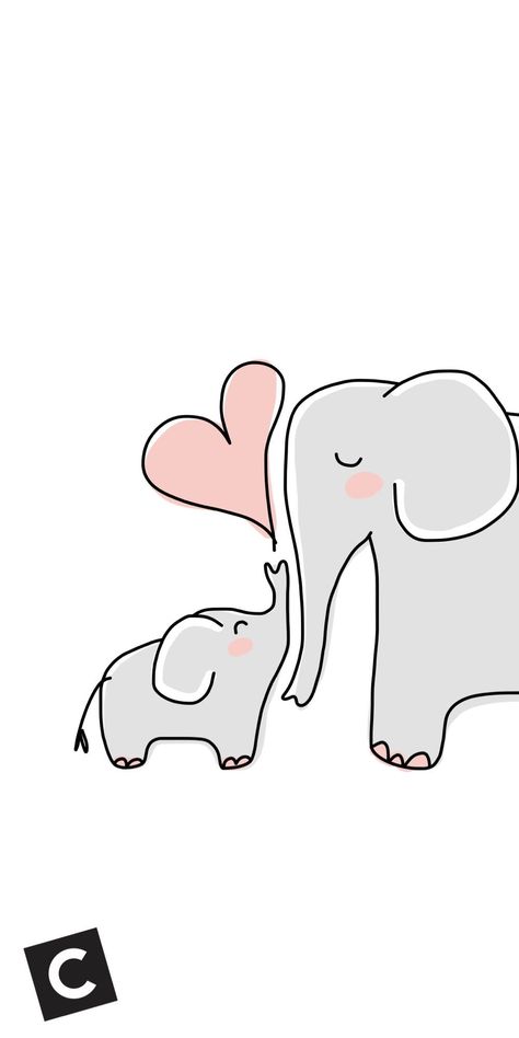 Elephant - Flowers Heart - Floral Love Elephant Iphone Wallpaper, Xs Max Cases, Baby Elephant Drawing, Mothers Day Drawings, Elephant Wallpaper, Baby Animal Drawings, Illustration Nature, Iphone Art, Baby Elefant