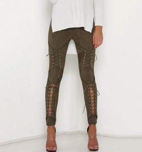 9aa42b31882ec039965f3c4923ce901bdesc51651259ri Bandage Leggings, Lace Up Trousers, Lace Up Leggings, Corduroy Material, Suede Leggings, Suede Pants, Leather Pants Women, Velvet Trousers, Winter Leggings