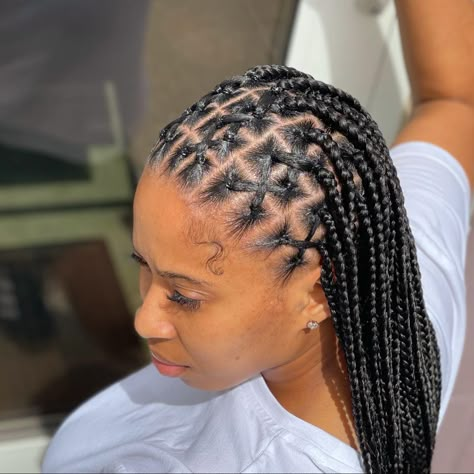 Cross Knotless Braids, Criss Cross Knotless Braids, Braids Wigs, Full Lace Frontal, Braided Hairstyles For Black Women Cornrows, Hairstyles For Teens, Big Box Braids Hairstyles, Feed In Braids Hairstyles, Quick Natural Hair Styles