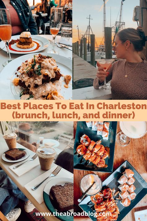 best places to eat in Charleston, SC pin Charleston Sc Food, Charleston Brunch, Charleston South Carolina Vacation, Charleston Sc Restaurants, Charleston Food, Charleston Travel Guide, Lunch Places, Charleston Restaurants, Charleston Vacation