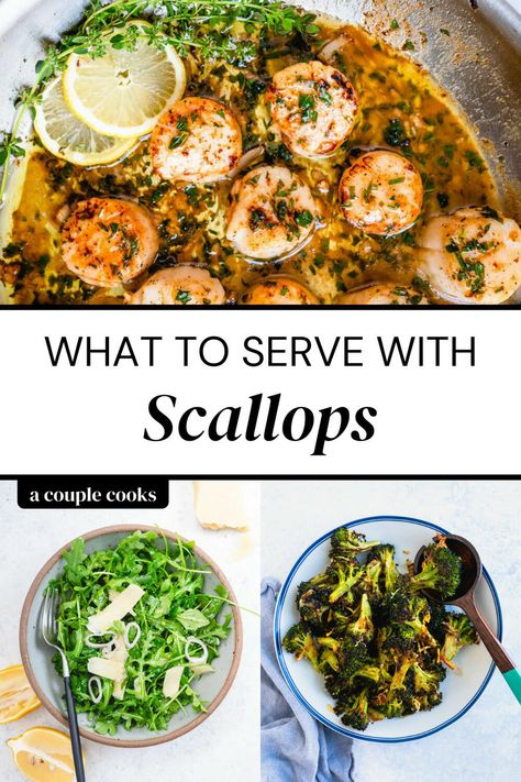 Scallop Lunch Ideas, What To Pair With Scallops, Scallop Dinner Ideas Meals, Sides With Scallops, Scallops Dinner Ideas Healthy, Healthy Scallop Dinner, Scallop Recipes Dinner, Scallops Side Dish, Scallop Meals Dinners