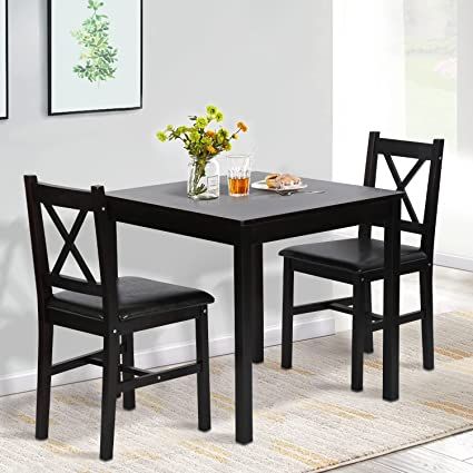 Amazon.com - Small Kitchen Table Set for 2, 3 Piece Wooden Dining Table Set with 2 Chairs for Small Space, Modern Square Counter Height Dinette Set for Kitchen, Restaurant, Dark Brown - Table & Chair Sets Large Art Projects, Counter Height Dining Room Tables, Small Kitchen Table Sets, Wooden Dining Table Set, Dining Table Height, Kitchen Table Set, Small Kitchen Tables, Chairs For Small Spaces, Dinette Tables