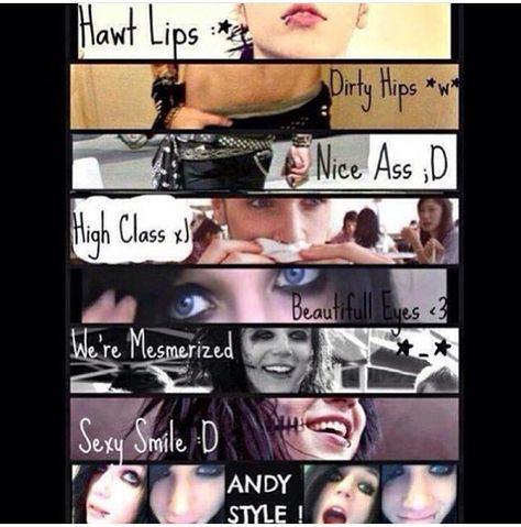 Andy Biersack Imagines, Andy Biersack Memes Funny, Vail Bride, Emo Things, Andy Sixx, Ashley Purdy, Galaxy Black, Swear Word, Andy Black