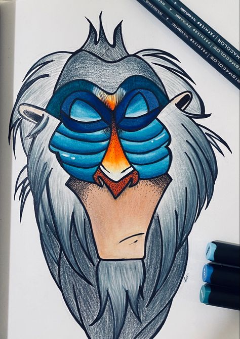 Rafiki Drawing, Rafiki Tattoo, Rafiki Lion King, Sticker Pictures, Crochet Star Patterns, Cartoon Ideas, Lion King Drawings, Crochet Star, Doodle Ideas