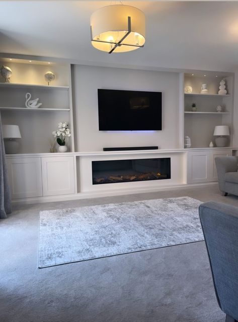 Media wall
Fireplace
Cabinetry
Bespoke
Handmade Long Lounge Wall Ideas, Tv On Wall With Panelling, Front Room Media Wall, Snug Media Wall, Media Wall Unit With Fireplace, Media Walls With Fireplace And Storage, Media Wall In Small Room, Media Wall With Window On One Side, One Sided Media Wall