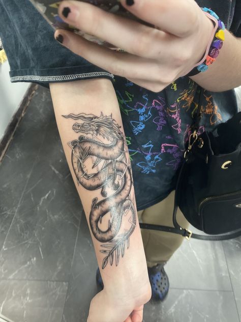 Farosh Botw Tattoo, Zelda Dragon Tattoo, Botw Tattoo, Zelda Dragon, Nintendo Tattoo, Zelda Tattoo, Botw Zelda, Leg Sleeve, Body Is A Temple