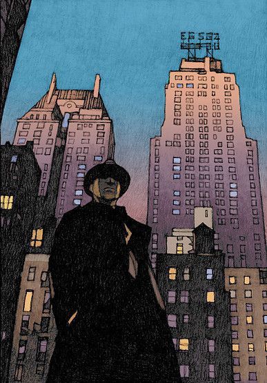 Black Hat, Detective, The City, Cafe, Fine Art, Art