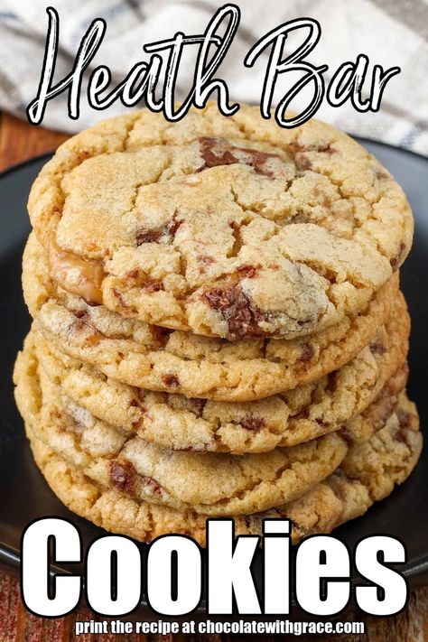 Heath Bar Cookies Desserts With Heath Bars, Heath Candy Cookies, Heath Bits Cookies Toffee Bars, Heath Bar Pieces Recipes, Brown Butter Heath Bar Cookies, Heath Bar Cookies Recipe, Heath Bar Brownies, Heath Cookies Recipes Toffee Bits, Heath Cookies Recipes