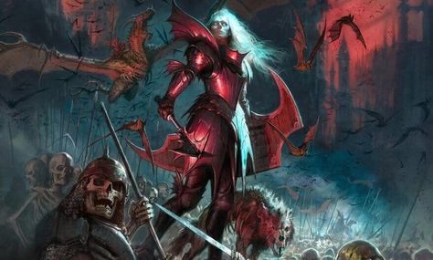 Warhammer Vampire Counts, Soulblight Gravelords, Art Vampire, Vampire Counts, Dark Creatures, Vampire Art, Photoshop Painting, Fantasy Battle, Age Of Sigmar