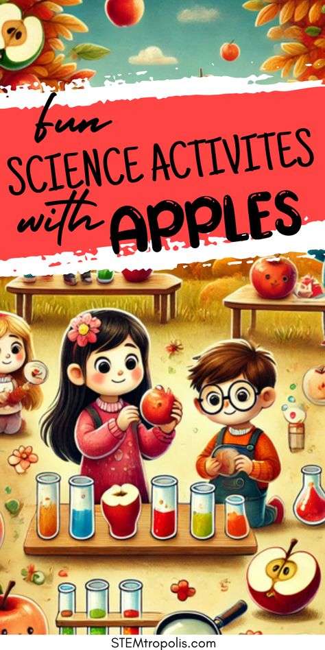 Bring apples into STEM with hands-on fall activities! Kids can explore apple oxidation, build apple structures, and try apple counting challenges that integrate math, science, and engineering. These apple STEM experiments are ideal for October and November, making learning interactive and seasonal. Perfect for classrooms, homeschooling, or weekend family fun, they turn everyday apples into exciting educational experiences. 🍎✨ Apple Counting, Easy Experiments, Apple Science Experiments, Elementary Science Experiments, Fun Experiments For Kids, Fun Experiments, Stem Experiments, Experiments For Kids, Apple Stem