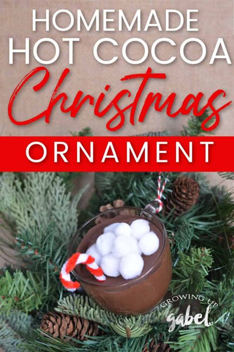 Easy and Cute Mug of Hot Cocoa Christmas Ornament Hot Cocoa Crafts For Preschoolers, Hot Cocoa Ornaments Diy, Hot Chocolate Ornaments Diy, Hot Cocoa Christmas Tree, Sculpey Jewelry, Ornament Homemade, Soviet Childhood, Hot Cocoa Ornaments, Hot Cacao