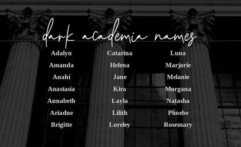 Aesthetic Surname, Dark Clothing Aesthetic, Academia Names, Dark Academia Names, Dark Meaning, Dresses Images, Goth Egirl, Dark Clothing, Girl Names With Meaning