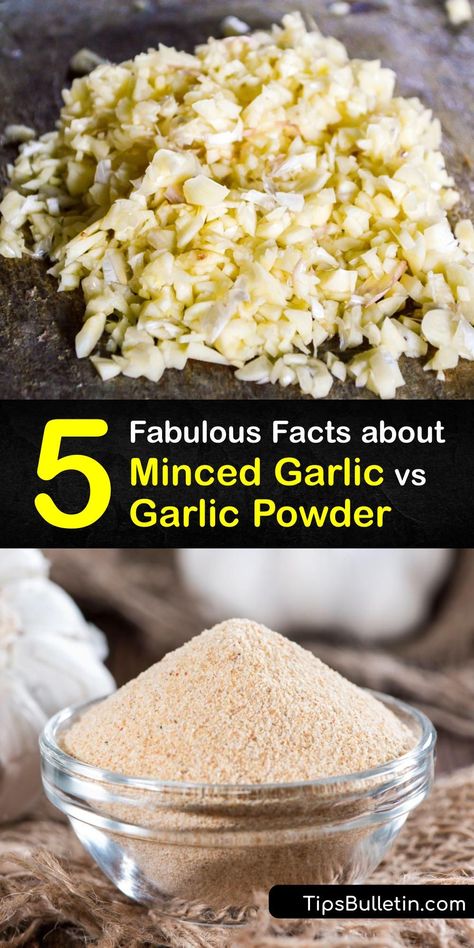 Explore different ways to add garlic flavor to dry rubs, a marinade, or any dish, from fresh cloves of garlic to dehydrated garlic, garlic minced in olive oil, garlic salt, or granulated garlic. Learn about conversions and differences in flavor, aroma, and strength. #minced #powder #garlic Planting Veggies, Eating Raw Garlic, Dehydrated Garlic, Garlic Supplements, Granulated Garlic, Dry Cough Remedies, Dry Rubs, Garlic Garlic, Garlic Benefits