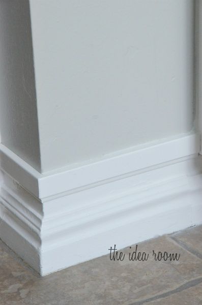 Upgrade builder's grade baseboards without replacing - just add a strip of molding an inch above the original baseboard an paint - genius! Upgrade Builder Grade, Tall Baseboards, Baseboards And Trim, Baseboard Styles, Trim Ideas, Builder Grade, Trim Molding, Trim Work, Crown Moulding